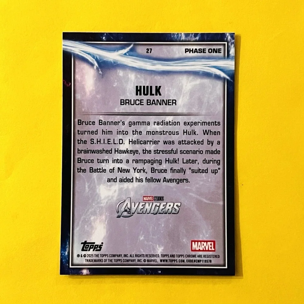 2025 Topps Chrome‎ Marvel Phase One Hulk #27 Bruce Banner Avengers